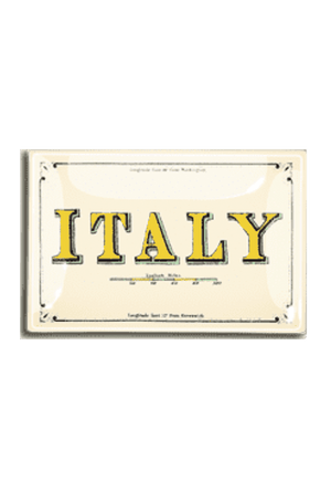 Italy Text Decoupage Glass Tray - Bensgarden.com