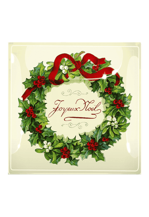 Joyeux Noel Wreath Decoupage Glass Tray - Bensgarden.com