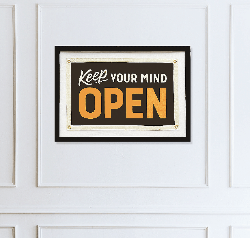 Keep Your Mind Open Cut-And-Sewn Wool Felt Pennant Flag - Bensgarden.com