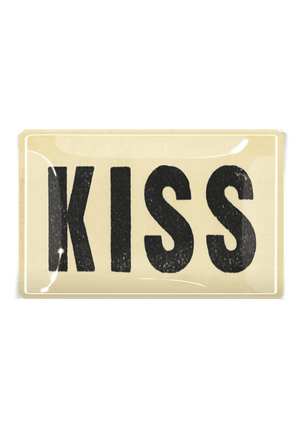 Bensgarden.com | Kiss Typeface Decoupage Glass Tray - Ben's Garden. Made in New York City.