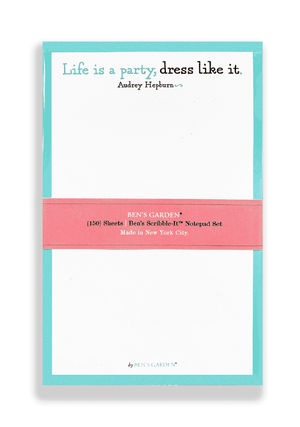 Life Is A Party, Dress Like It Scribble Notepad Set Of 3 - Bensgarden.com