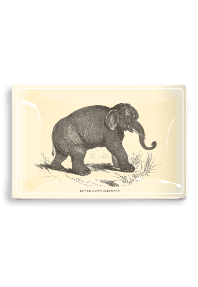 Little Happy Elephant Decoupage Glass Tray - Bensgarden.com