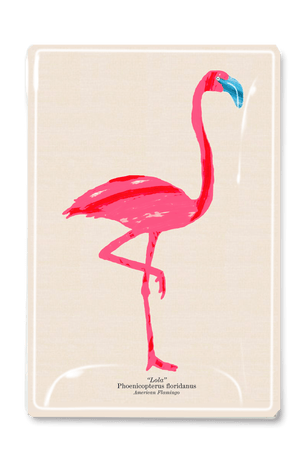Bensgarden.com | Lola the Flamingo Decoupage Glass Tray - Ben's Garden. Made in New York City.