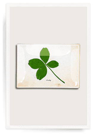 Lucky Clover Decoupage Glass Tray - Bensgarden.com