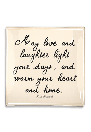 Bensgarden.com | May Love And Laughter Light Decoupage Glass Tray - Ben's Garden. Made in New York City.