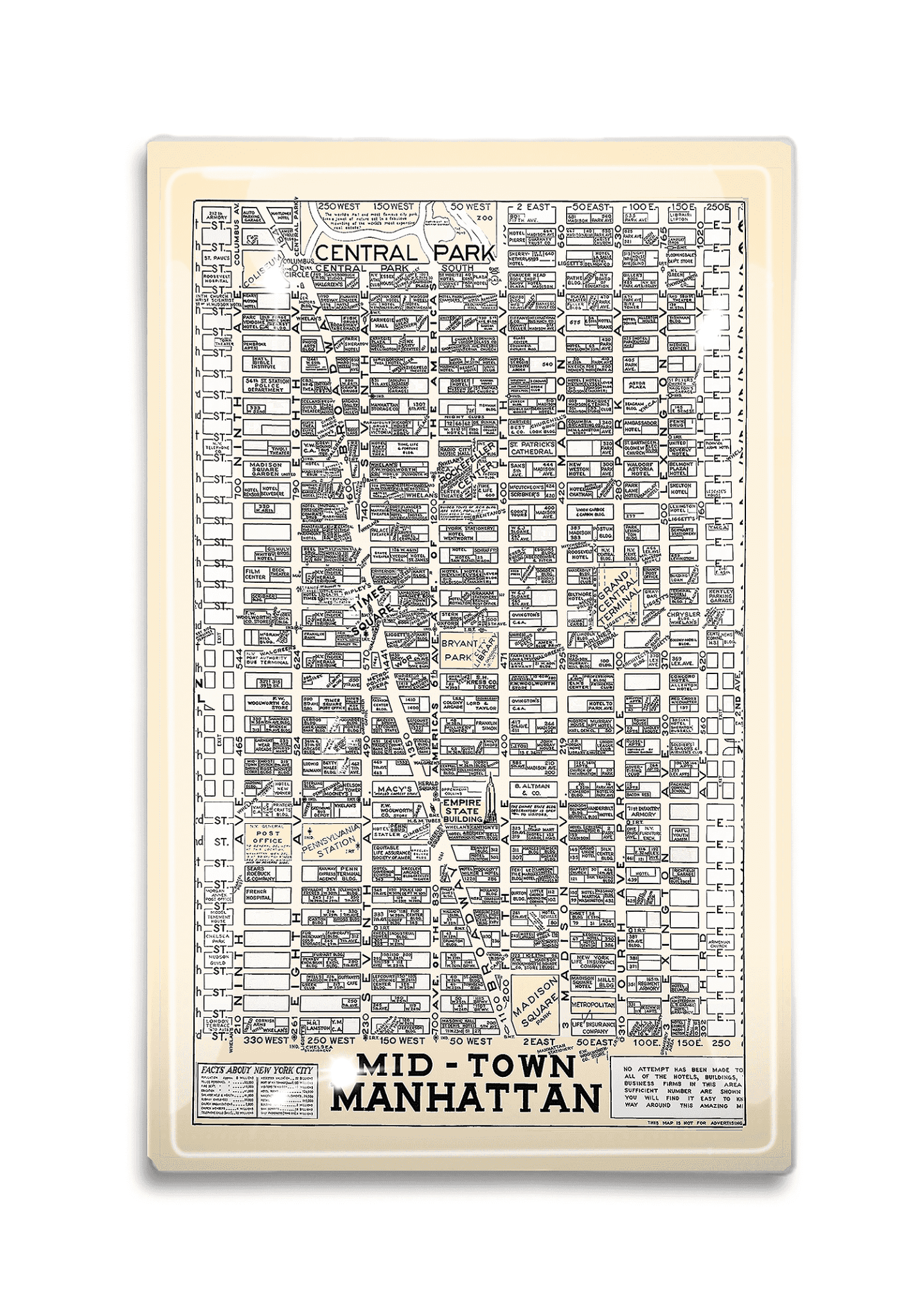 Midtown Manhattan New York City Map Decoupage Glass Tray - Bensgarden.com