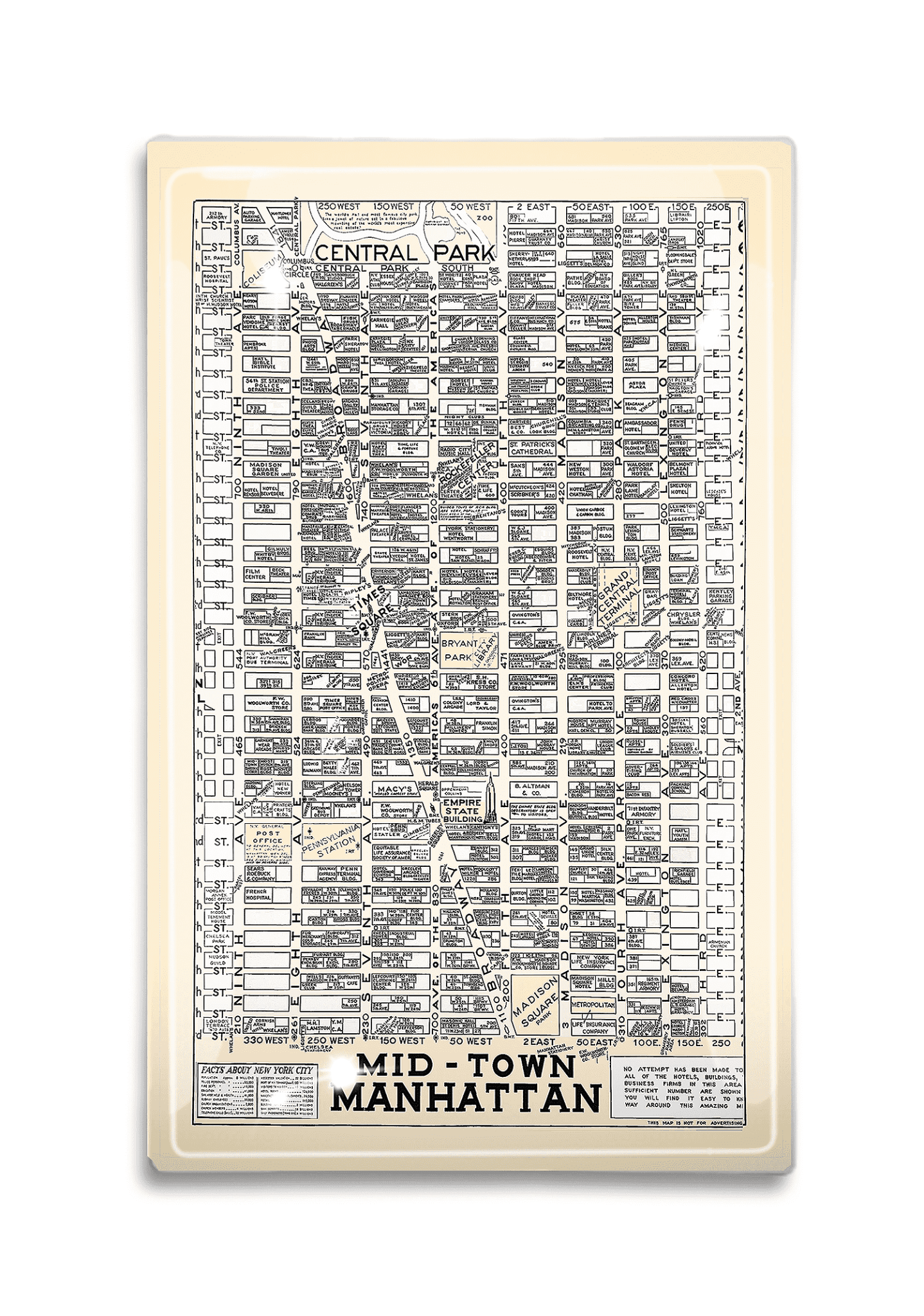 Midtown Manhattan New York City Map Decoupage Glass Tray - Bensgarden.com