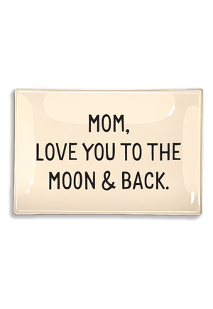 Mom, Love You To The Moon Decoupage Glass Tray - Bensgarden.com