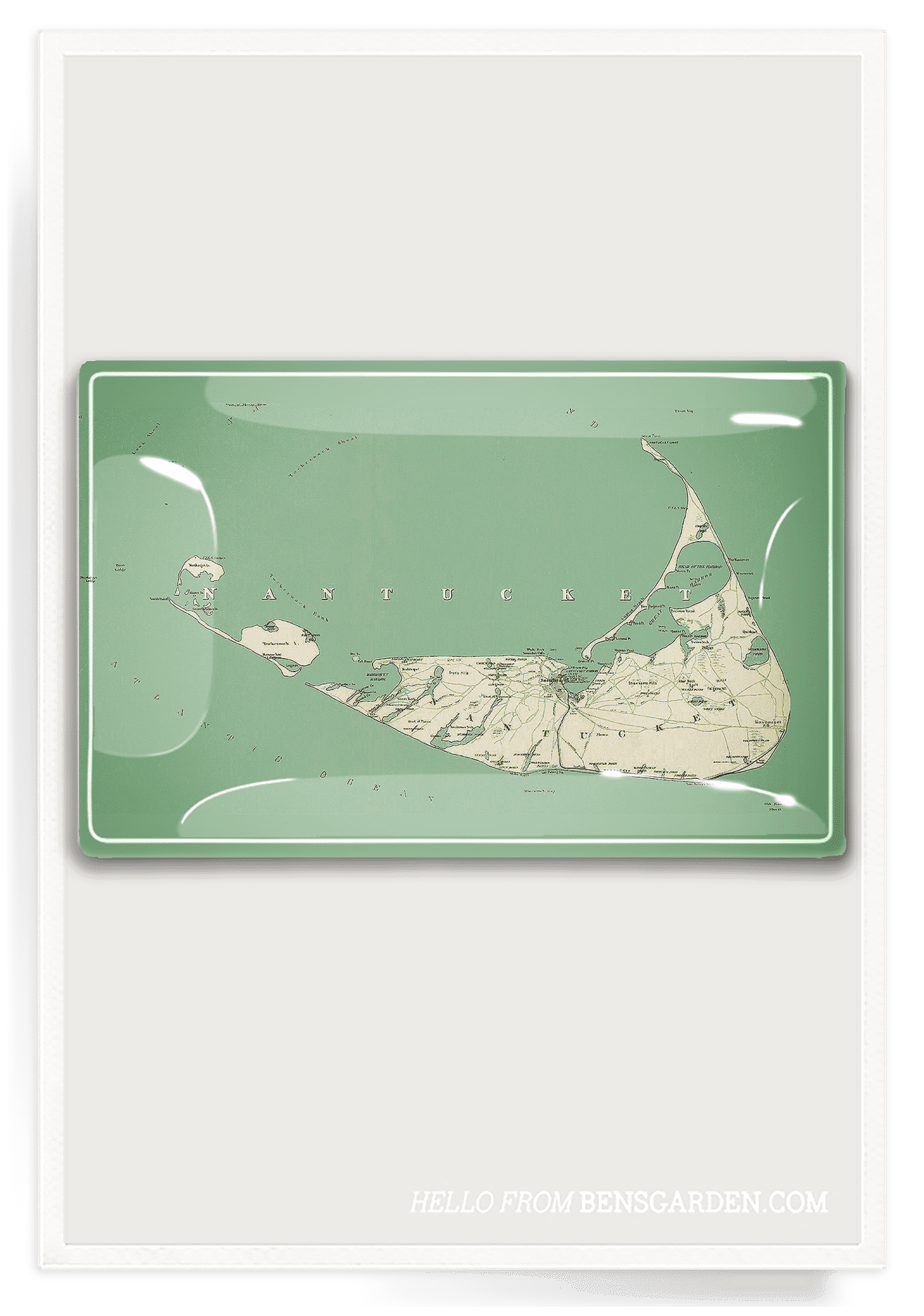 Nantucket Sound Decoupage Glass Map Tray - Bensgarden.com