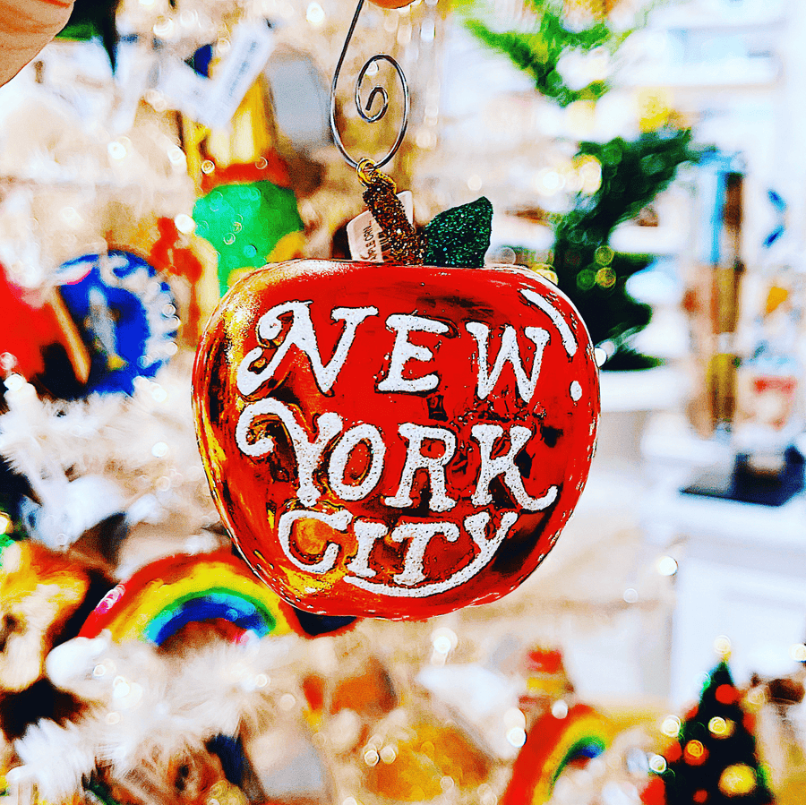 New York City Big Apple Glass Christmas Ornament - Bensgarden.com