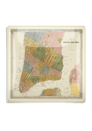 New York City Map Decoupage Glass Tray - Bensgarden.com