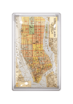 Outline & Index of New York City Map Decoupage Glass Tray - Bensgarden.com