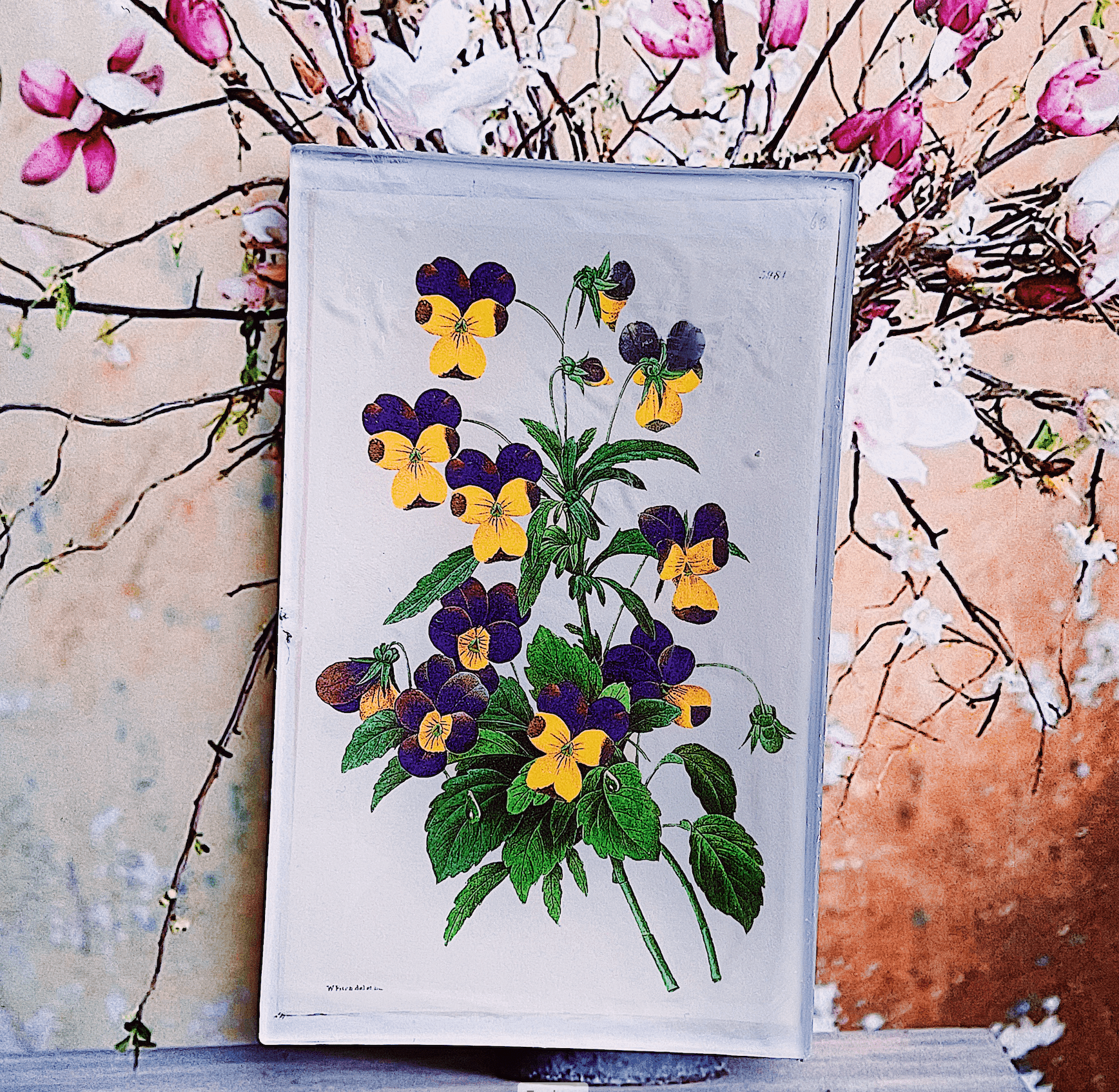 Pansies Decoupage Glass Tray - Bensgarden.com