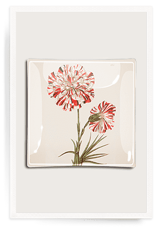 Peppermint Flower Decoupage Glass Tray - Bensgarden.com