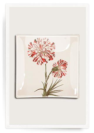Peppermint Flower Decoupage Glass Tray - Bensgarden.com