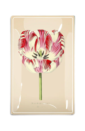 Pink Tulip Magnificent Decoupage Glass Tray - Bensgarden.com