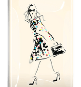 Polka Dot High Fashion Fashion Sketch Decoupage Glass Tray - Bensgarden.com