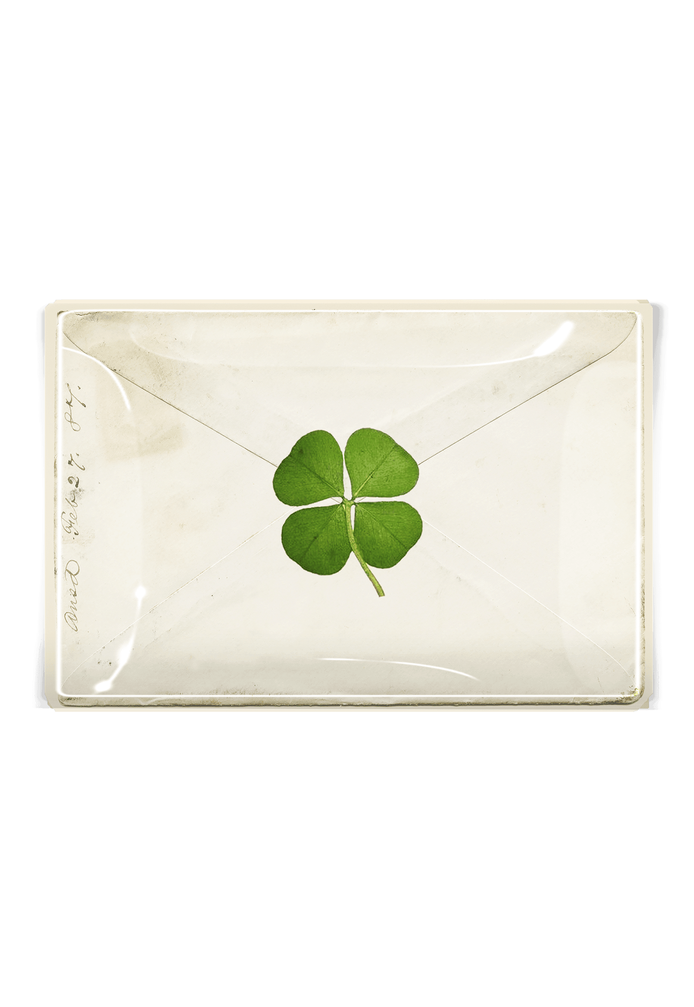 Pressed Clover French Envelope Decoupage Glass Tray - Bensgarden.com