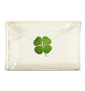 Pressed Clover French Envelope Decoupage Glass Tray - Bensgarden.com