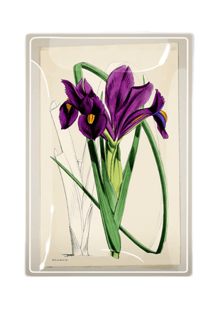 Purple Iris Decoupage Glass Tray - Bensgarden.com