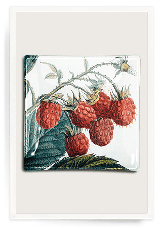 Raspberries Decoupage Glass Tray - Bensgarden.com