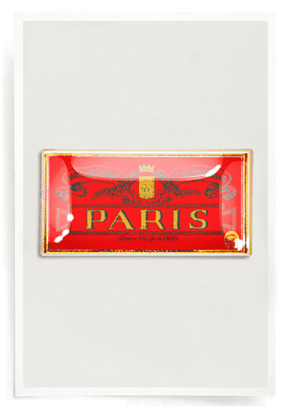 Red Vues Artistiques Paris Decoupage Glass Tray - Bensgarden.com