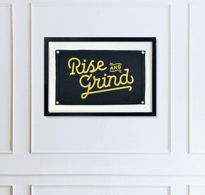 Rise and Grind Cut-And-Sewn Wool Felt Pennant Flag - Bensgarden.com