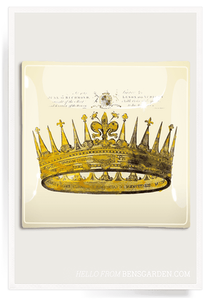 Royal Crown Decoupage Glass Tray - Bensgarden.com