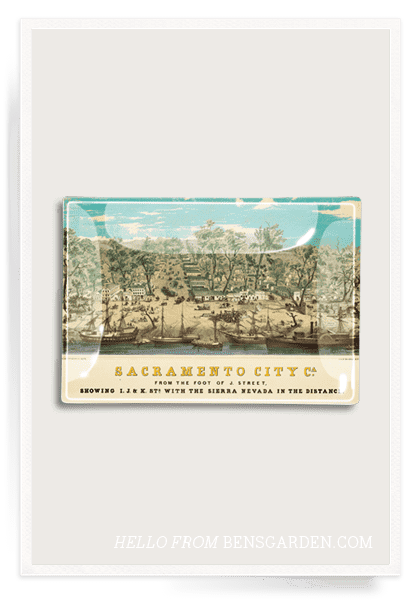 Sacramento City Postcard Decoupage Glass Tray - Bensgarden.com