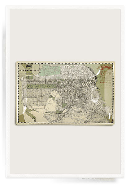 San Francisco 1909 Decoupage Glass Tray - Bensgarden.com