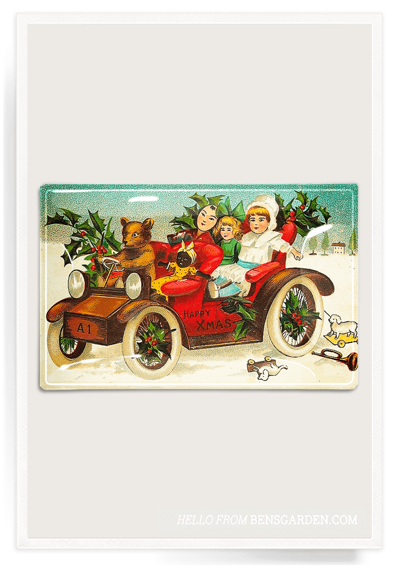 Santa's Truck Of Toys Decoupage Glass Tray - Bensgarden.com