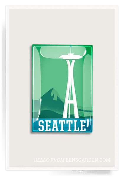 Seattle Space Needle Linecut Decoupage Glass Tray - Bensgarden.com