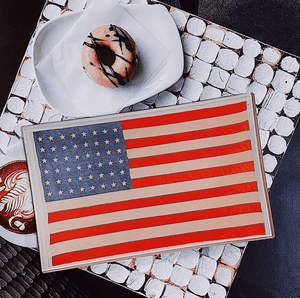 Star Spangled Banner American Flag Decoupage Glass Tray - Bensgarden.com