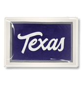 Texas Script Blue and Grey Decoupage Glass Tray - Bensgarden.com