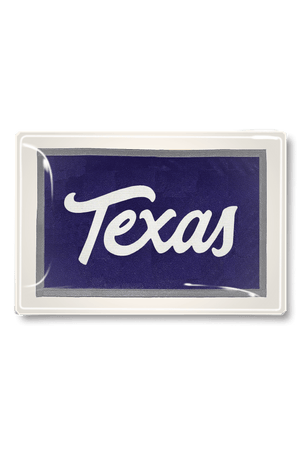 Texas Script Blue and Grey Decoupage Glass Tray - Bensgarden.com