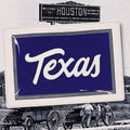 Texas Script Blue and Grey Decoupage Glass Tray - Bensgarden.com