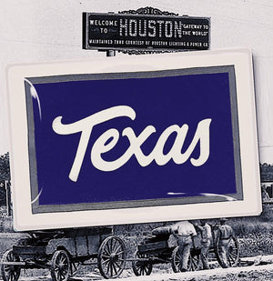 Texas Script Blue and Grey Decoupage Glass Tray - Bensgarden.com