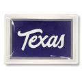 Texas Script Pennant Blue and Grey Decoupage Glass Tray - Bensgarden.com