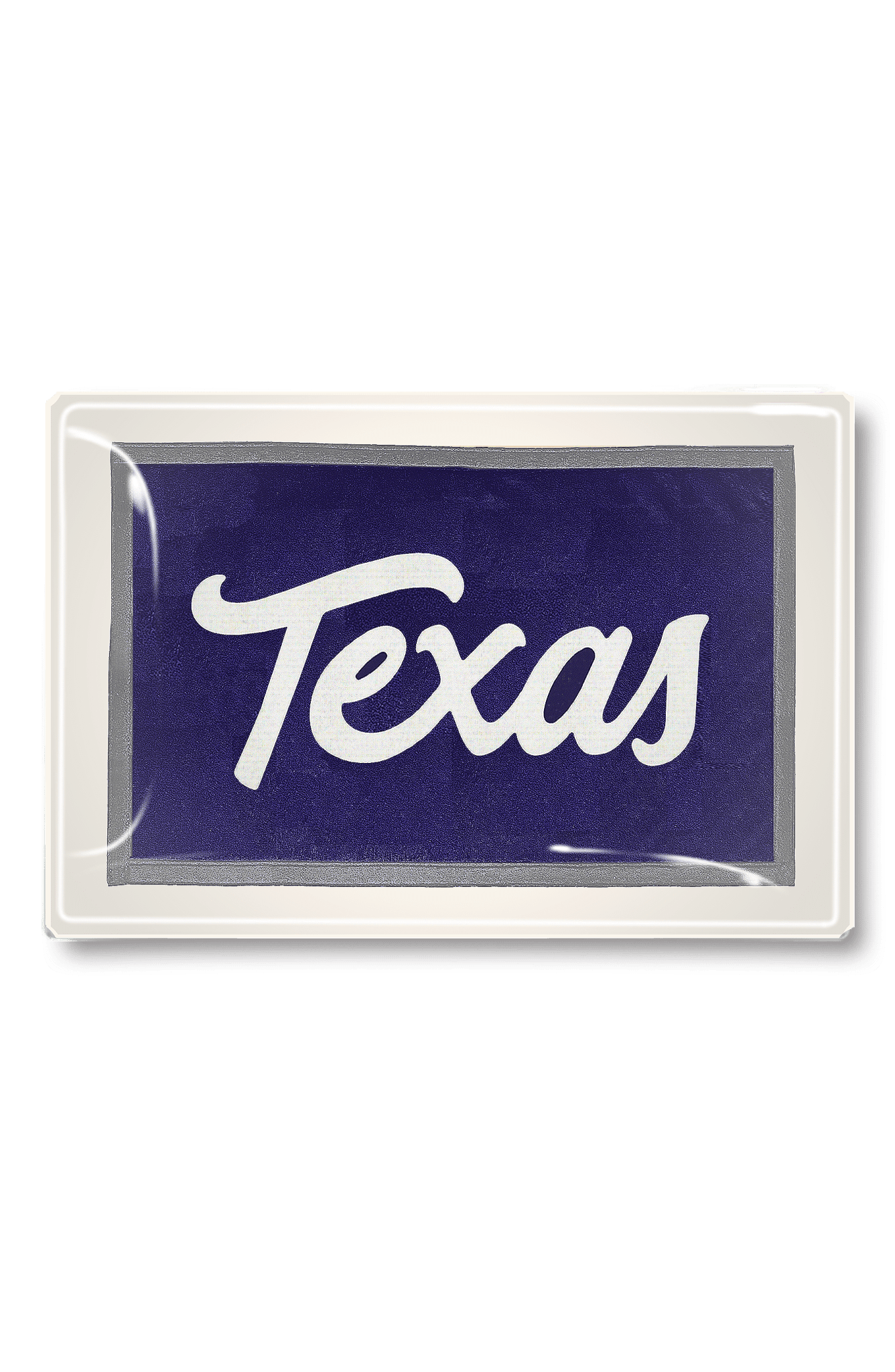 Texas Script Pennant Blue and Grey Decoupage Glass Tray - Bensgarden.com