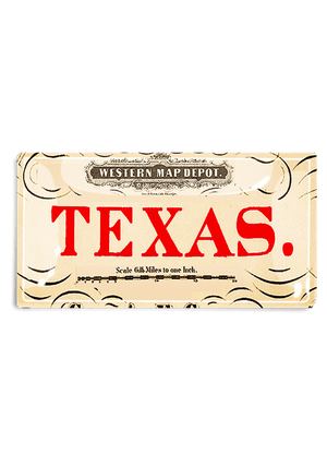 Texas Western Map Depot Decoupage Glass Tray - Bensgarden.com