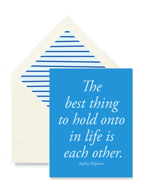 The Best Thing To Hold Blue Greeting Card, Single Folded Card or Boxed Set of 8 - Bensgarden.com