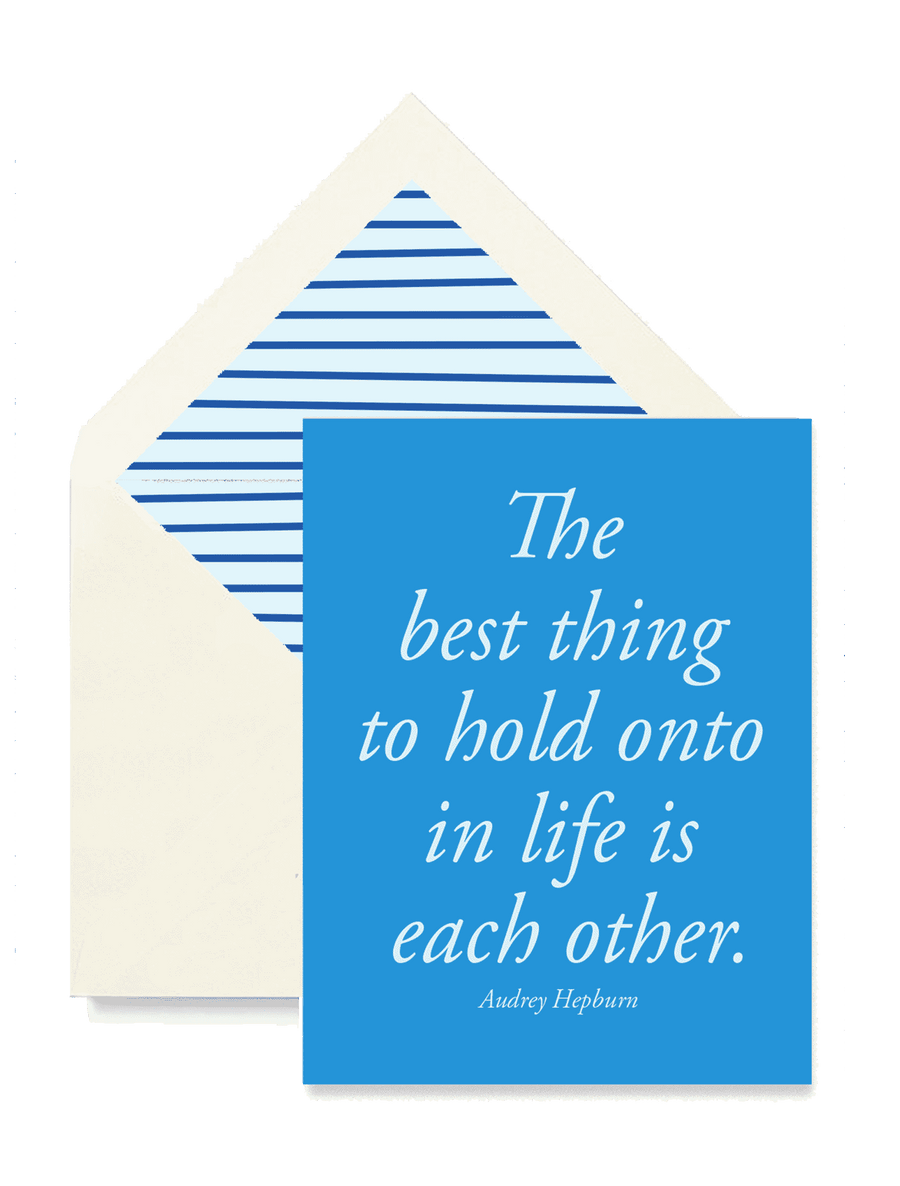 The Best Thing To Hold Blue Greeting Card, Single Folded Card or Boxed Set of 8 - Bensgarden.com
