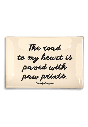 The Road To My Heart Is Paved With Paw Prints Decoupage Glass Tray - Bensgarden.com