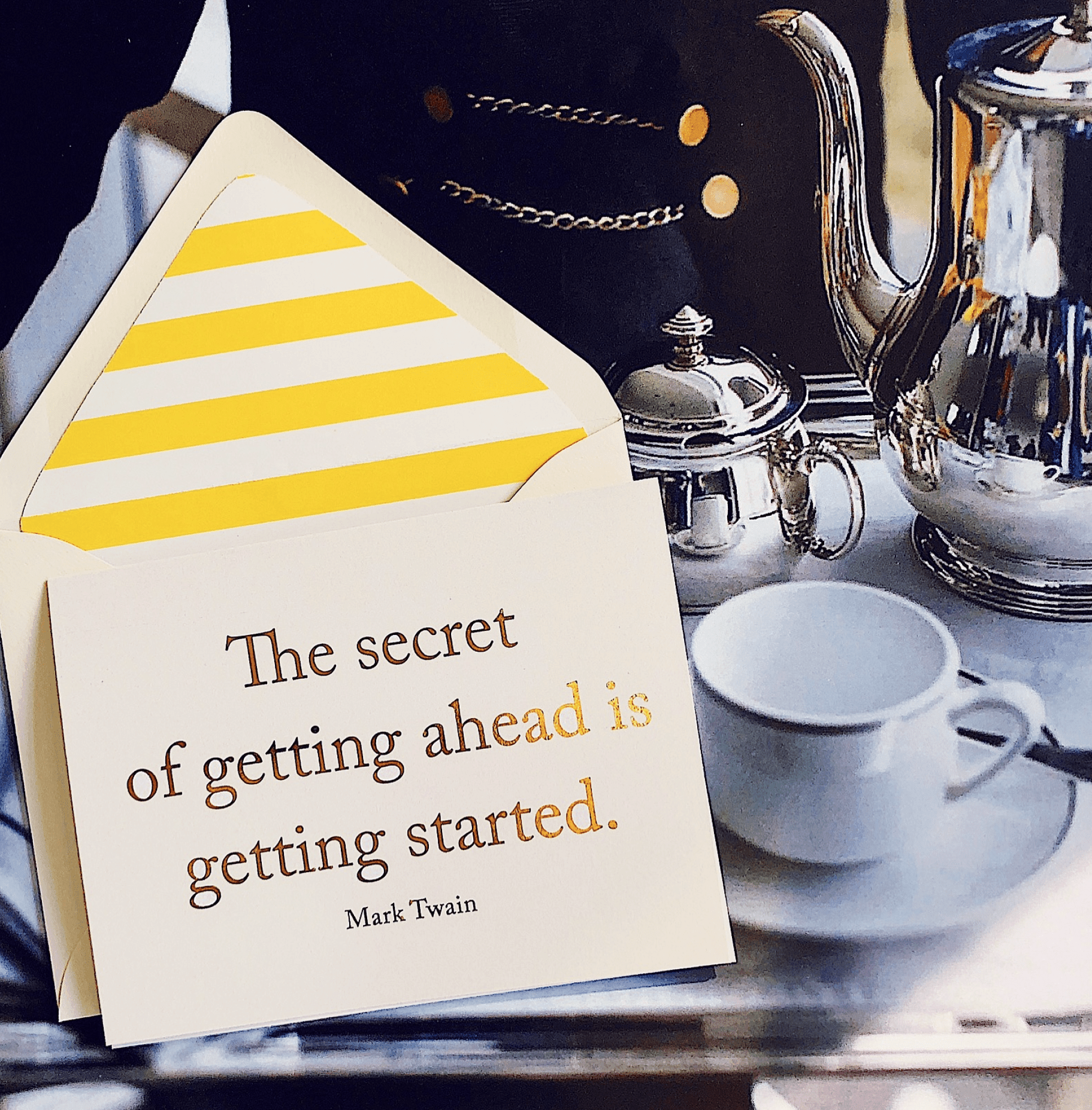 The Secret To Getting Ahead Is Getting Started Greeting Card, Single Folded Card or Boxed Set of 8 - Bensgarden.com