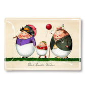 Three Egg Family Best Easter WIshes Decoupage Glass Tray - Bensgarden.com