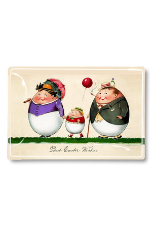 Three Egg Family Best Easter WIshes Decoupage Glass Tray - Bensgarden.com