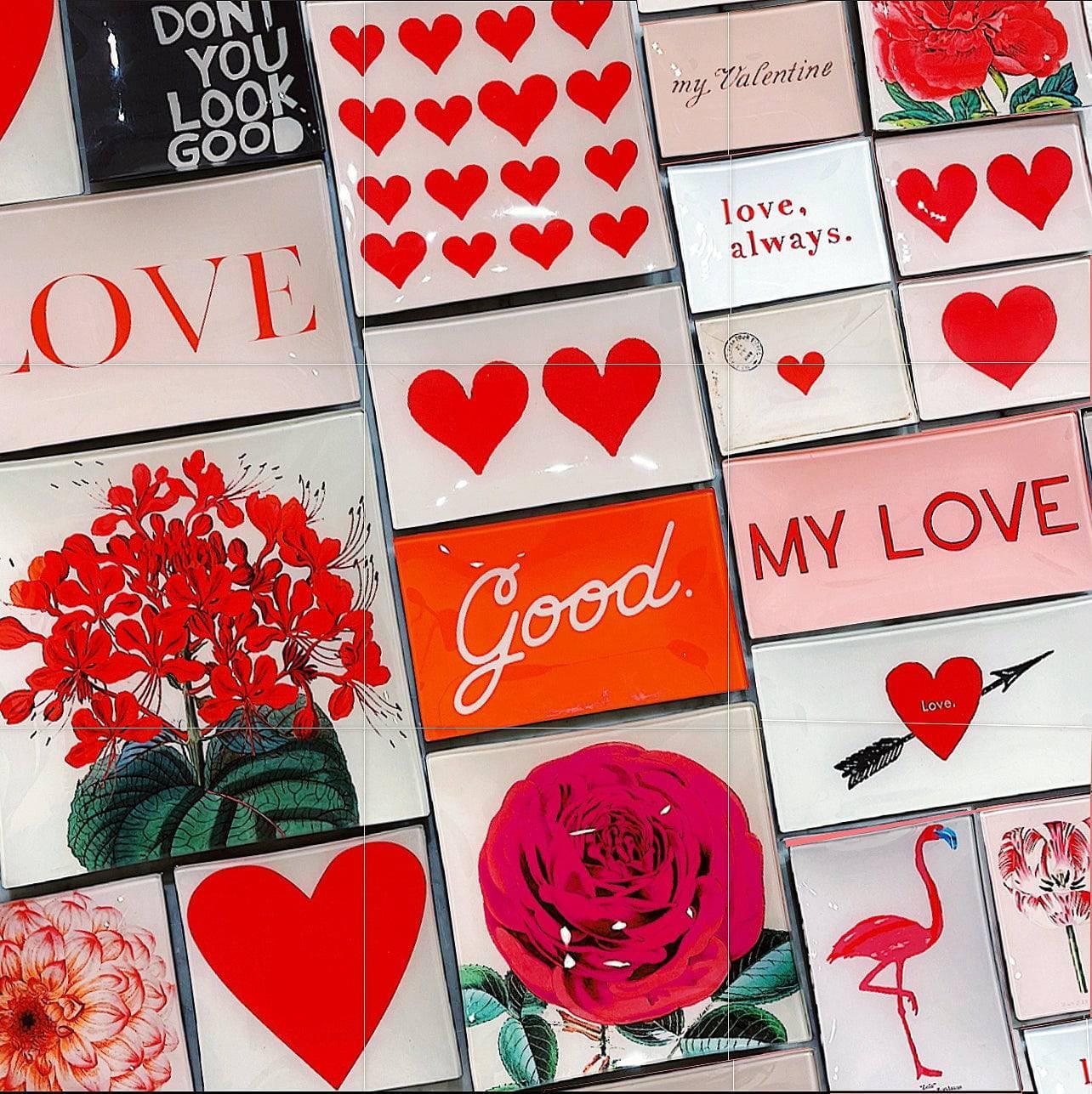 Typewriter Love Always Decoupage Glass Tray - Bensgarden.com