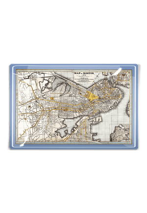Vintage Boston Harbor Map Decoupage Glass Tray - Bensgarden.com