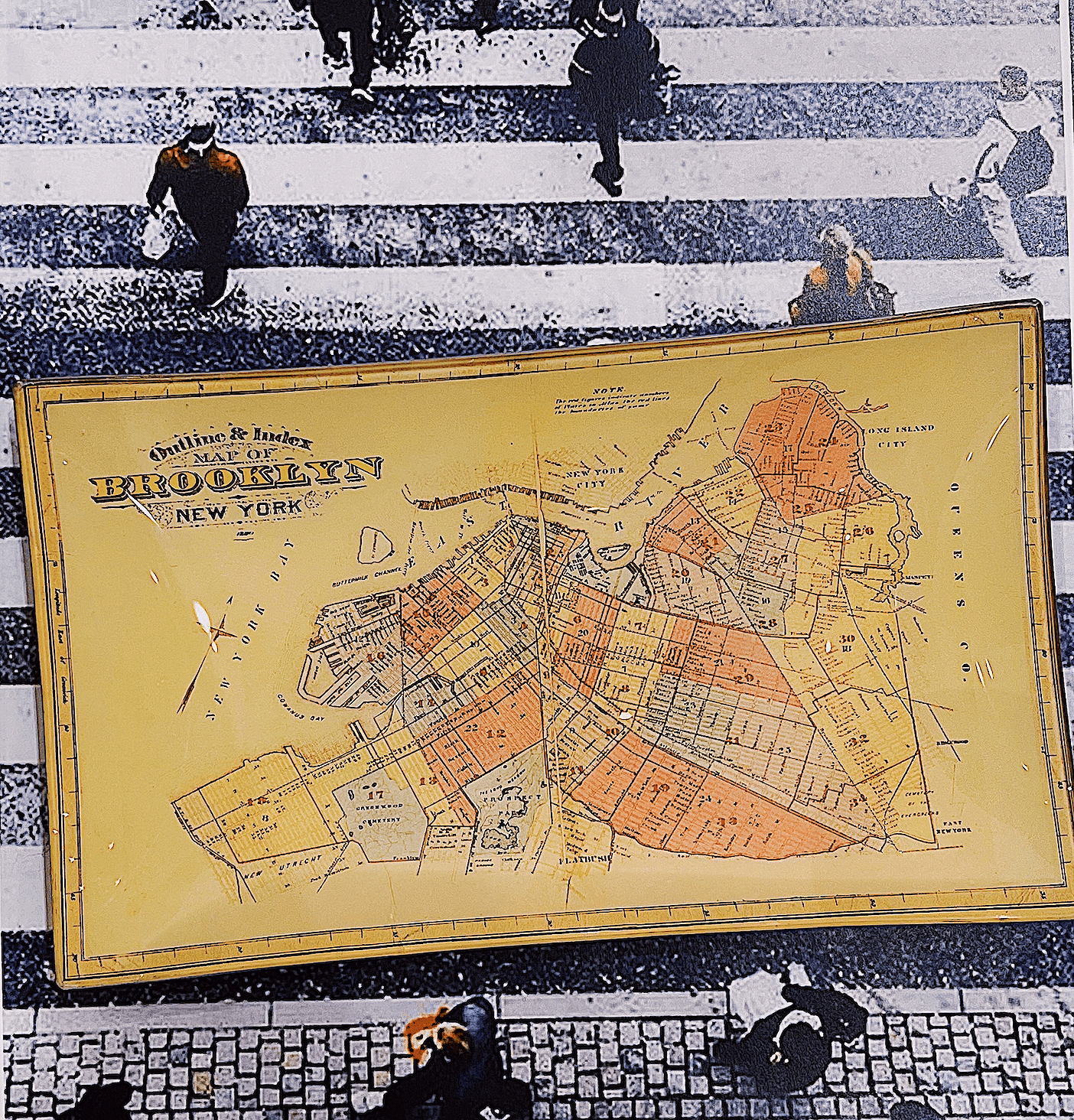 Vintage Brooklyn Map Decoupage Glass Tray - Bensgarden.com