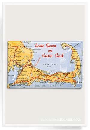 Vintage Cape Cod Map Decoupage Glass Tray - Bensgarden.com